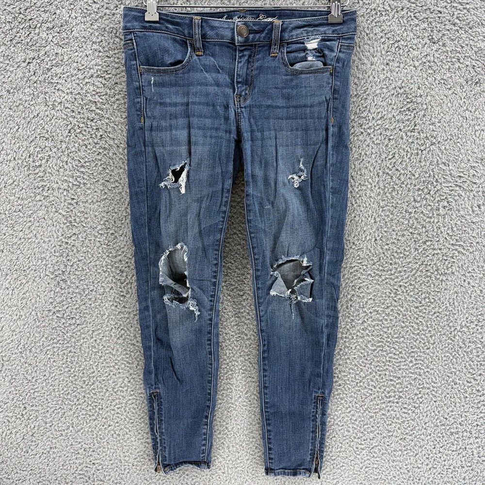 American Eagle‎ Low Rise Skinny Jeggings Jeans Distressed Women's Size 8 Stretch